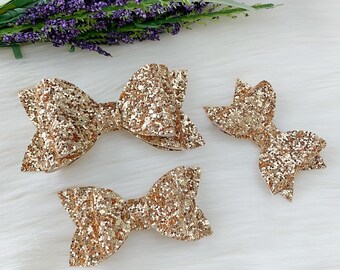 Gold Glitter Hair Bow, Glitter Bow For Hair, Gold Bow, Glitter Headband, Sparkly Glitter Bow, Gold Baby Bow, Gold Hair Bow