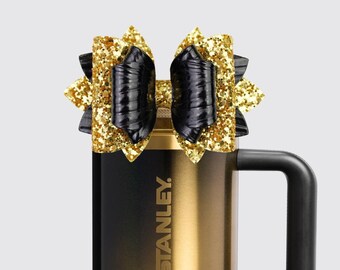 Black Honey Stanley Tumbler Bow Black and Gold Straw Topper Stanley Cup Bow Straw Bow Topper Stanley Accessories