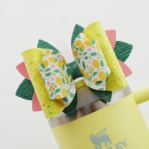 Lemon Stanley Tumbler Bow Lemon Straw Topper Stanley Cup Bow Lemonade Straw Bow Topper Lemon Stanley Accessories