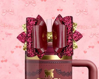 Red Velvet Cake Stanley Bow Straw Topper Stanley Cup Bow Straw Bow Topper  Stanley Accessories