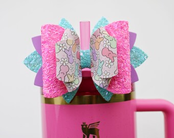Easter Floral Peeps Stanley Tumbler Bow Straw Topper Stanley Cup Bow Straw Bow Topper Easter Stanley Accessories