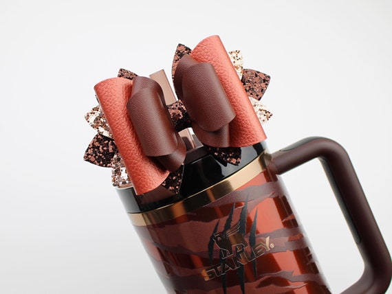 Tyla Tyger Stanley Tumbler Bow Topper Brown Straw Topper Chocolate Stanley Cup Bow Straw Bow Topper Stanley Accessories
