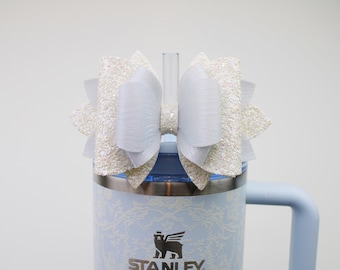 Toscana Toile Alpine Blue Stanley Tumbler Bow Straw Topper Stanley Cup Bow Straw Bow Topper  Stanley Accessories