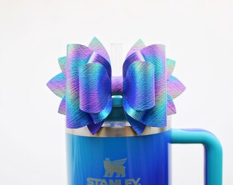 Sea Glass Aura Stanley Tumbler Bow Straw Topper Stanley Cup Bow Straw Bow Topper Blue Purple Teal Stanley Accessories
