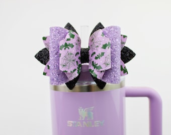 Purple Halloween Bat Stanley Tumbler Bow Straw Topper Stanley Cup Bow Straw Bow Topper  Stanley Accessories