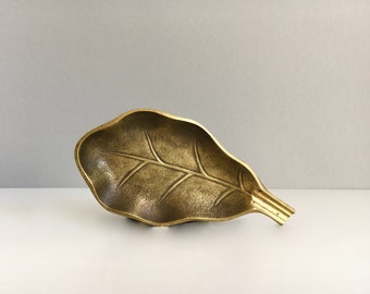 Brutalist bronze bowl brass vintage mid century ashtray oak leaf ashtray ring bowl jewelry bowl leaf 50s 60s