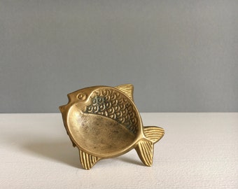 Vintage Mid Century Fish Brass Bowl Ashtray Ashtray 50s 60s