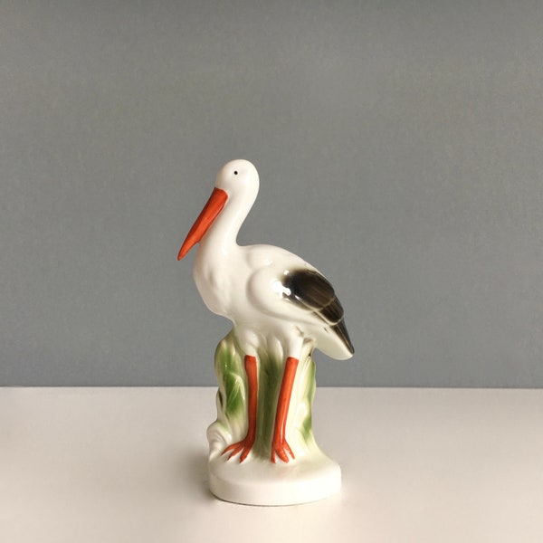 Rare vintage porcelain figure stork Gräfenthal bird figurine sculpture 50s 60s