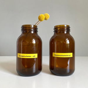 2 x Vintage Apothecary Glass Pharmacy Bottle Glass Jars Laboratory Storage Jar Spice Jar Vase Brown Glass