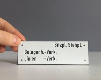 SITZPLATZ STEHPLATZ Vintage Schild Waggon Zug Bus Straßenbahn 50er 60er