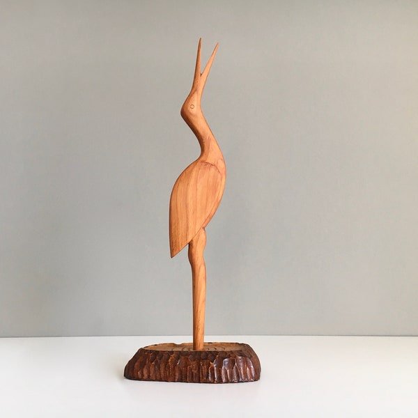 Grote 37 cm houten kraanvogel Denemarken figuur Vintage Mid Century Dansk Design jaren '50 60