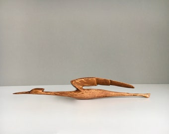 Großer Vintage 40 cm Holz Kranich Reiher Wand Vogel Denmark Figur Vintage Mid Century Dansk Design 50er 60er