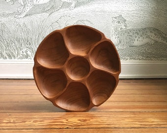 Large Denmark Dansk Design Vintage Mid Century Wood Teak Wood 50s 60s Bowl Snack Bowl 22,4 inches