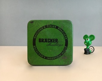 Very rare Vintage BRÄCKER Maillons Mid Century Tin Can Green 40s 50s