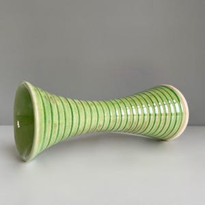 Vintage ceramic stoneware vase candlestick candle holder green crackle
