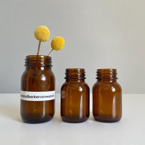 3 x Vintage Apothecary Glass Pharmacy Bottle Glass Jars Laboratory Storage Jar Spice Jar Vase Brown Glass