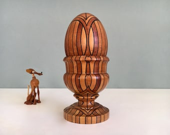 Vintage wooden figure wooden egg egg cup container sculpture Easter mid century 50s 60s