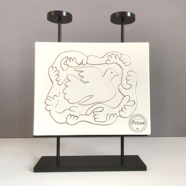 Sehr seltener großer Design Picasso Goebel Artis Orbis Metall Porzellan Kerzenständer Taube Paloma