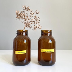 2 x Vintage Apothecary Glass Pharmacy Bottle Glass Jars Laboratory Storage Jar Spice Jar Vase Brown Glass