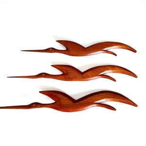 3 x Vintage Wooden Crane Heron Wall Bird Denmark Teak Figure Mid Century Dansk Design