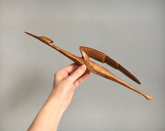 Large vintage wooden crane heron wall bird Denmark figure vintage mid century Dansk design 50s 60s