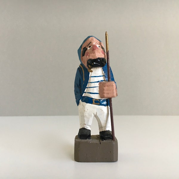 Zeldzame houten kapitein Sailor figuur sculptuur maritiem hout unieke kunst Vintage Mid Century Sailor 50s 60s