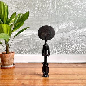Huge Vintage Ashanti Mid Century Figure Ethno Fertility Goddess Sculpture Black Wood 26 inches