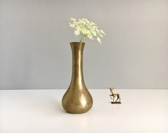 Vintage Messing massiv Mid Century Vase 50er 60er