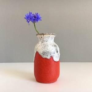 Vintage Ü Keramik 1435 Vase Fat Lava Mid Century West Germany red white 50s 60s