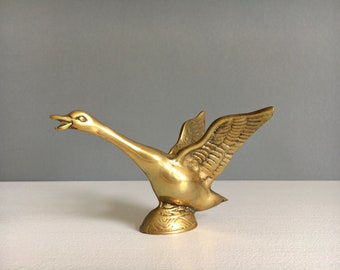 Vintage Brass Swan Bird Sculpture Goose Figurine Vintage Mid Century 50's 60's