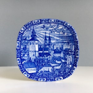 Rörstrand Wall Plate Blue Plate Rörstrand Sweden Vintage Midcentury Nordic Design