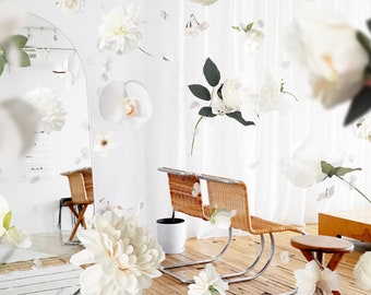 Ivory Hanging Flower Garland Installation; home decor, weddings, photography (Multiple Sizes Available and Custom Colours)