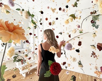 Instalación de guirnaldas de flores colgantes Bloom; decoración del hogar, bodas, fotografía (varios tamaños disponibles y colores personalizados)