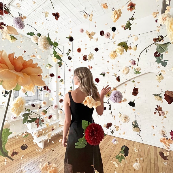 Guirnalda de flores colgante: Instalación de bricolaje para decoración de bodas y del hogar