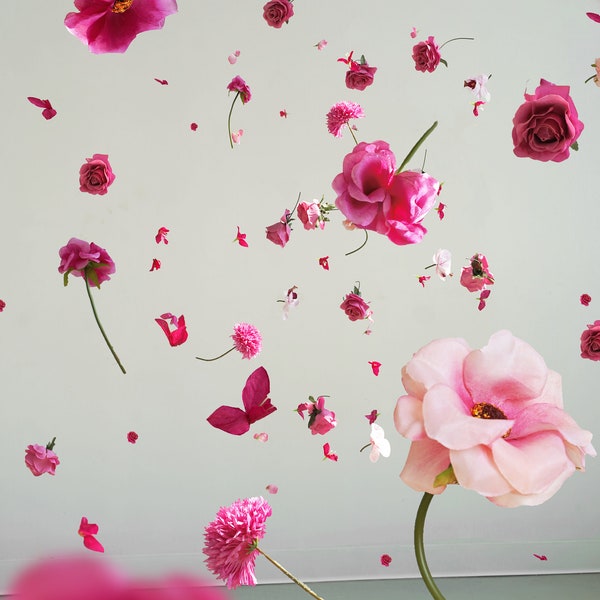 Barbie Pink Hanging Flower Garland Installation; Celebrations, Weddings, Photography, Design (Multiple Sizes Available and Custom Colours)