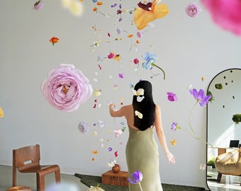 Installation einer lilafarbenen Frühlingsblumengirlande; Feiern, Hochzeiten, Fotografie, Design (mehrere Größen verfügbar und individuelle Farben)