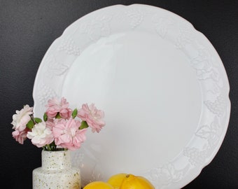 Vintage Milk Glass Large Cake Plate Serving Platter by Indiana Glass in Colony Harvest pattern