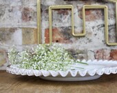 Vintage Milk Glass Silver Crest Large 15.5 Cake Plate or Serving Platter with Ruffled Edge by Fenton for Wedding Decor