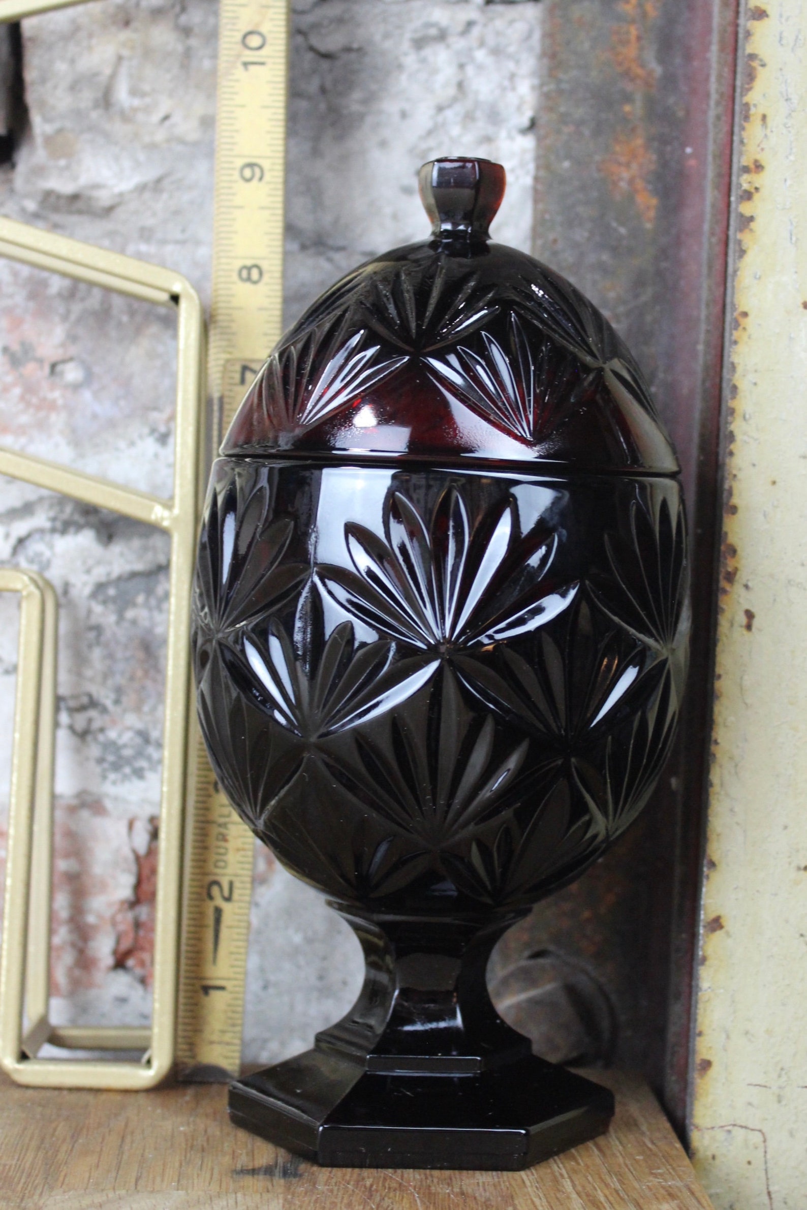 Vintage Luminarc Ruby Red Glass Egg Candy Dish Made in France Etsy