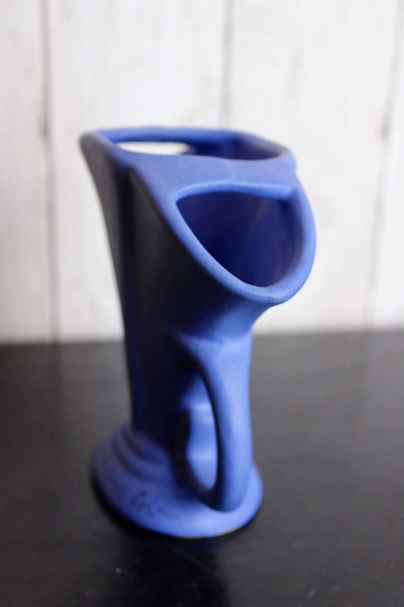 Niloak Matte Blue Fan Vase VINTAGE Pottery