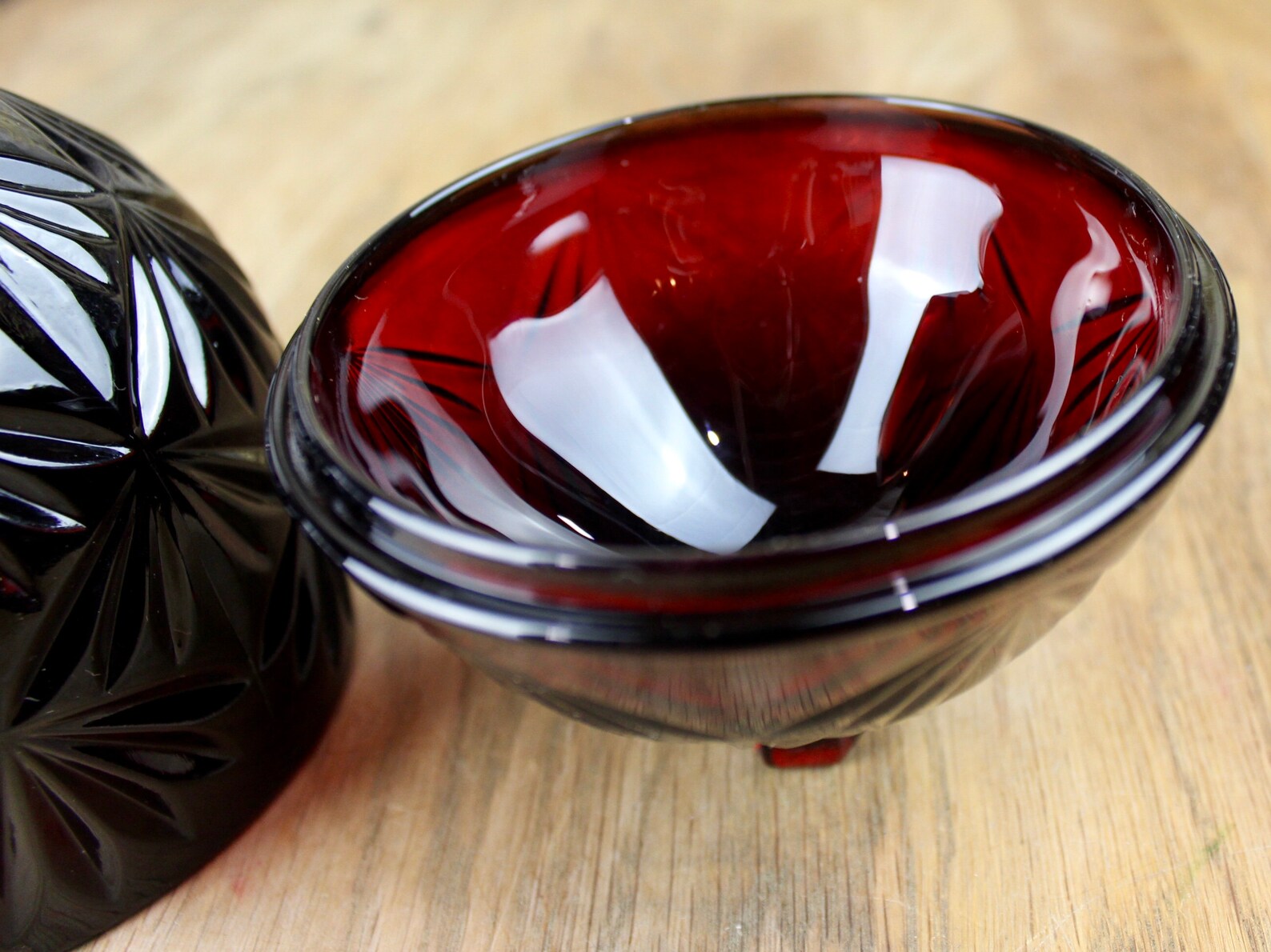 Vintage Luminarc Ruby Red Glass Egg Candy Dish Made in France Etsy