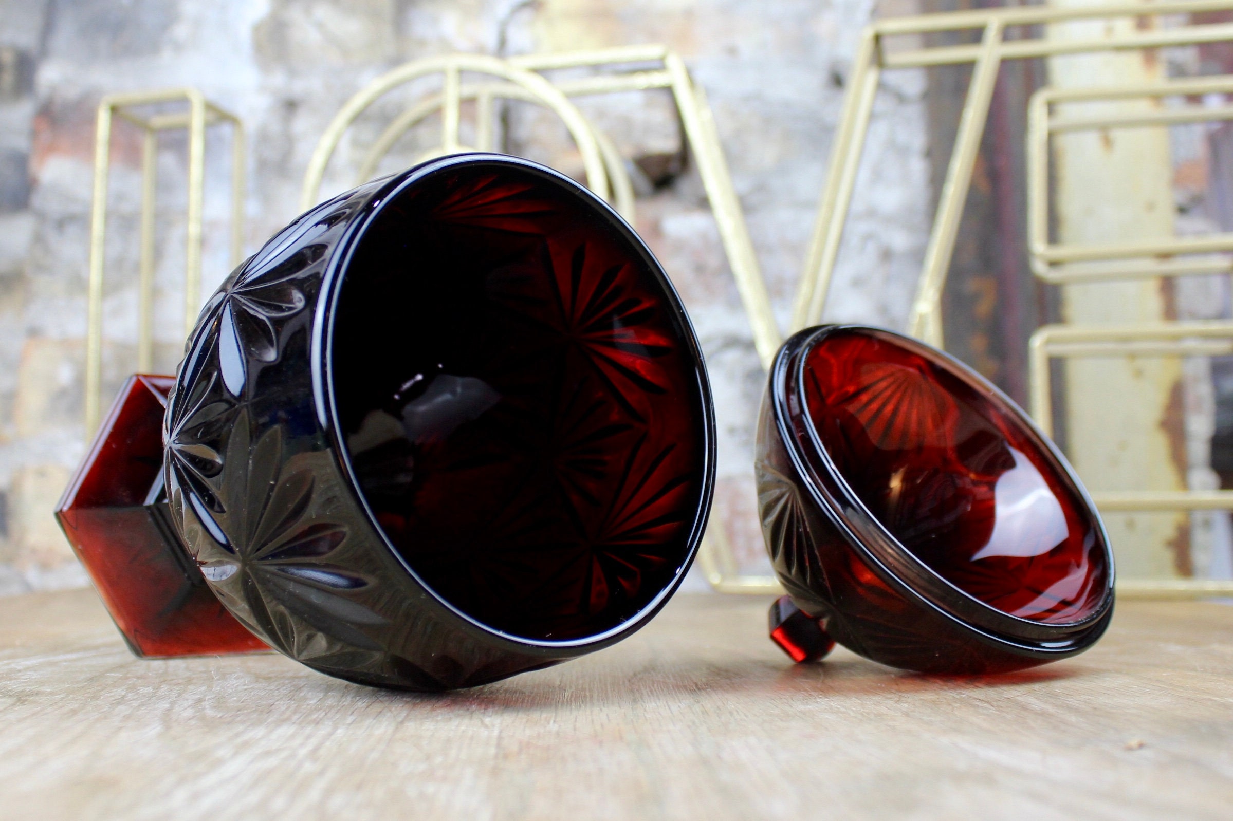 Vintage Luminarc Ruby Red Glass Egg Candy Dish Made in France Etsy