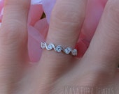 Sterling Silver Half eternity ring, stacking ring, stamped 925, womens ring
