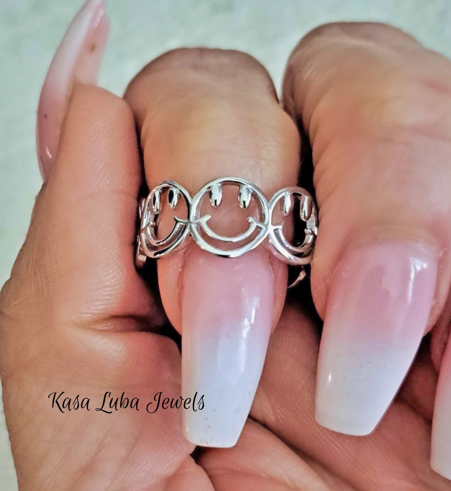 Sterling Silver Smiley Face - Large - Eternity - Happy Face