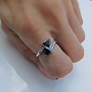 Black CZ silver ring - Sterling - anniversary ring - Black cubic zirconia - gifts for her - promise ring