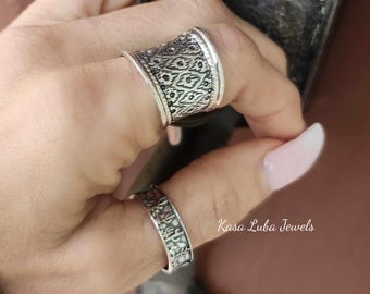 Bali Sterling Silver Wide Thumb Ring – Polished .925 Silver Band, Sizes 5-12