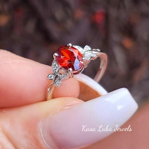 Red CZ butterfly silver ring, butterfly ring, silver ring,  nature ring