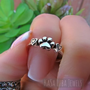 Paw heart silver ring, Paw ring, silver ring - in memory of - 925 silver - sterling silver - solid silver