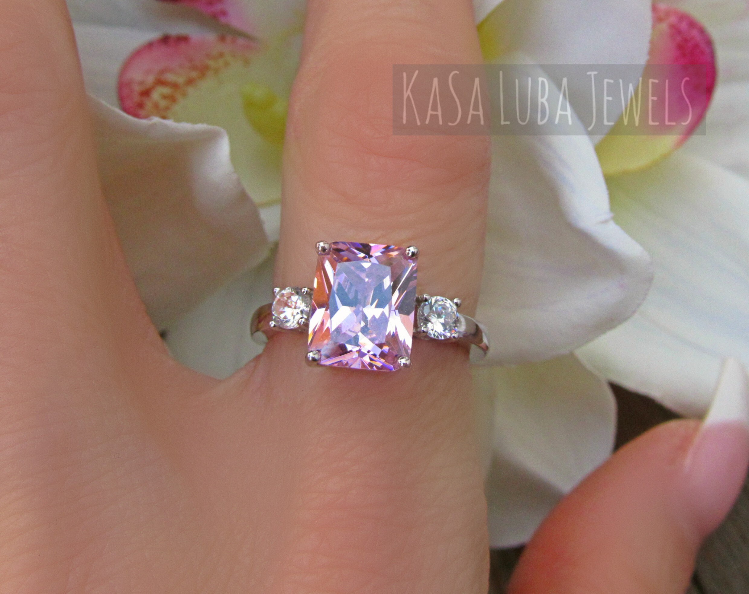 Nialaya Pink Gold 925 Silver Womens Clear CZ Ring