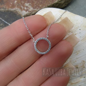 DAINTY Halo CZ necklace, halo necklace, silver necklace